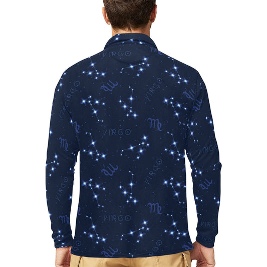 Virgo Print Design LKS303 Long Sleeve Polo Shirt For Men's