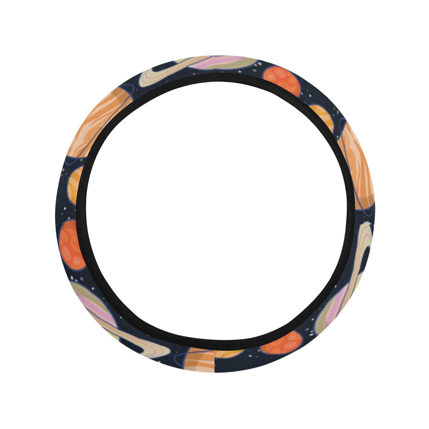 Planet Colorful Print Design LKS301 Steering Wheel Cover with Elastic Edge