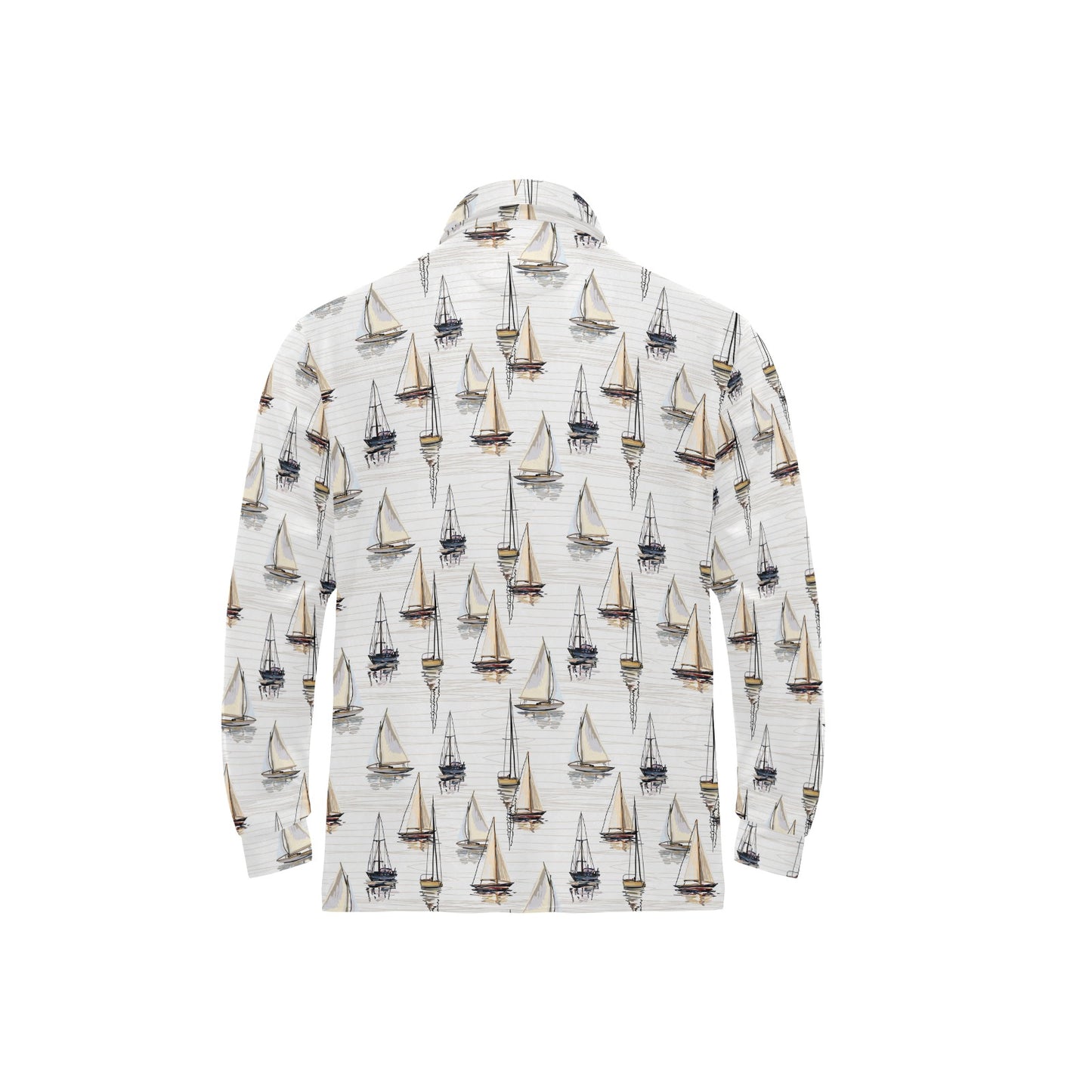 Sailboat Paint Pattern Print Design LKS307 Long Sleeve Polo Shirt For Men's