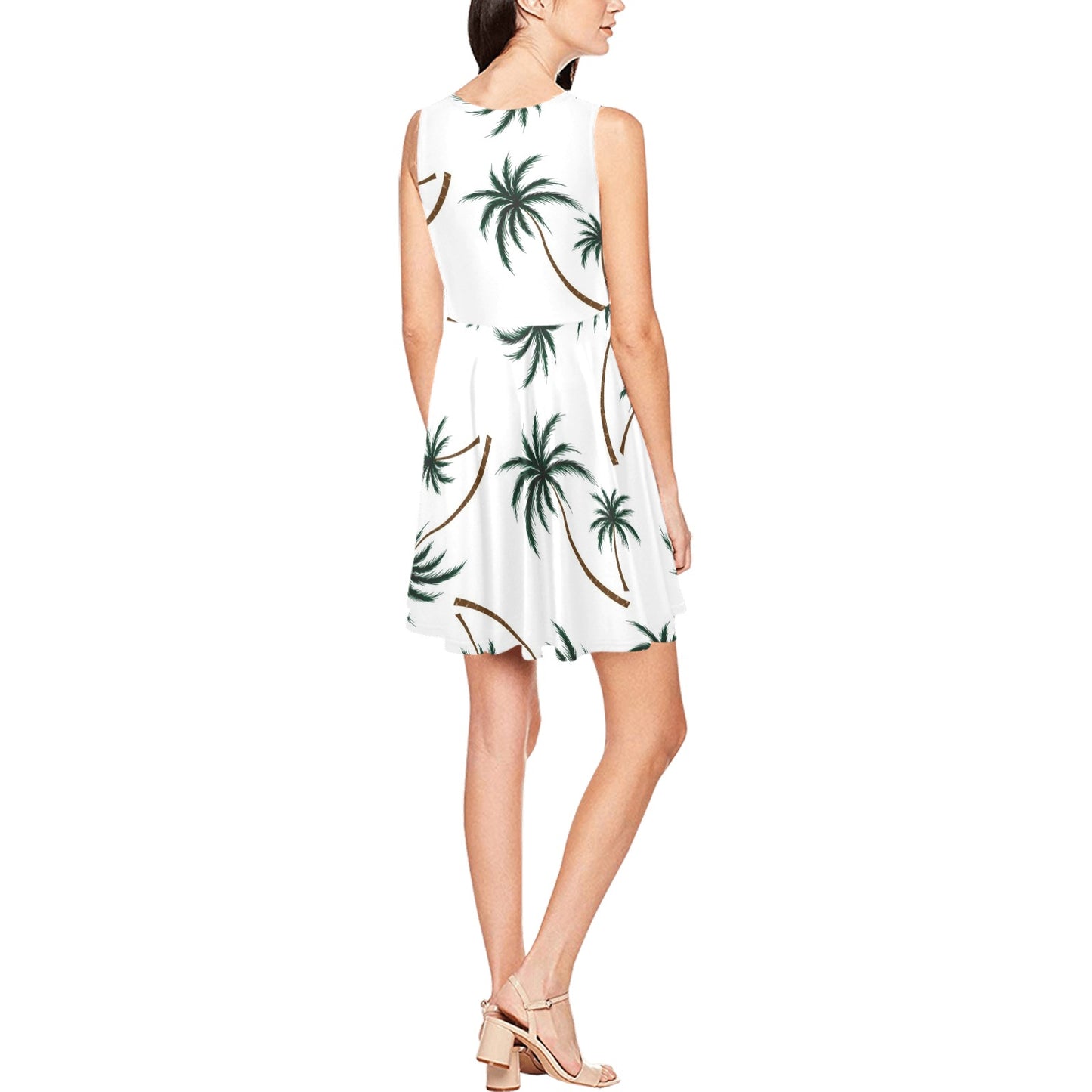 Palm Tree Pattern Print Design PT07 Sleeveless Dress