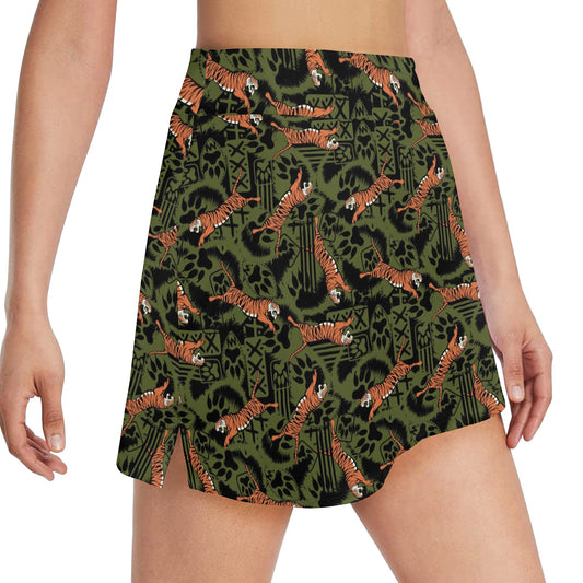 Tiger Pattern Print Design LKS303 17" Golf & Pickleball Skort with Pockets
