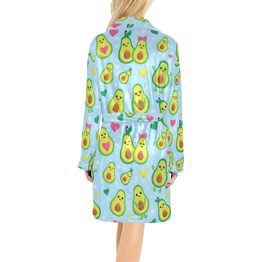 Avocado Pattern Print Design AC09 Women's Fleece Robe