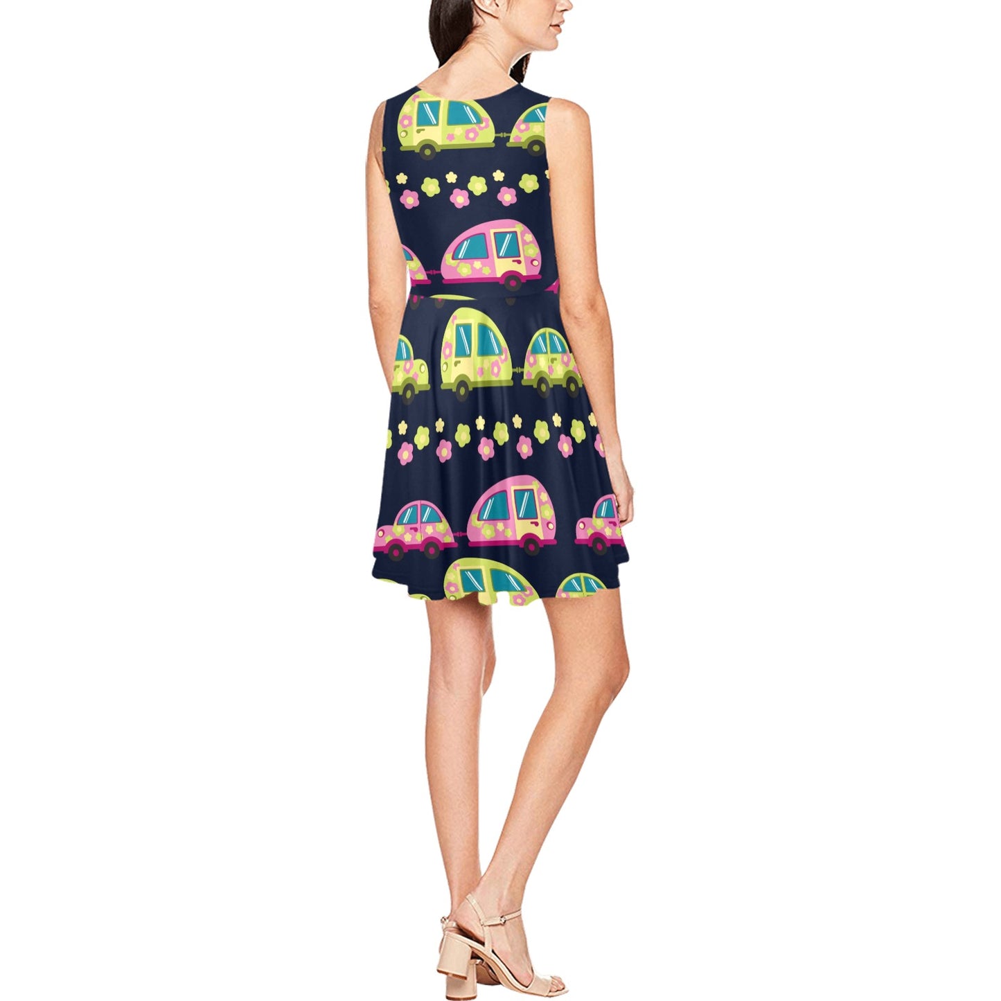 Camper Cute Camping Design No 3 Print Sleeveless Dress