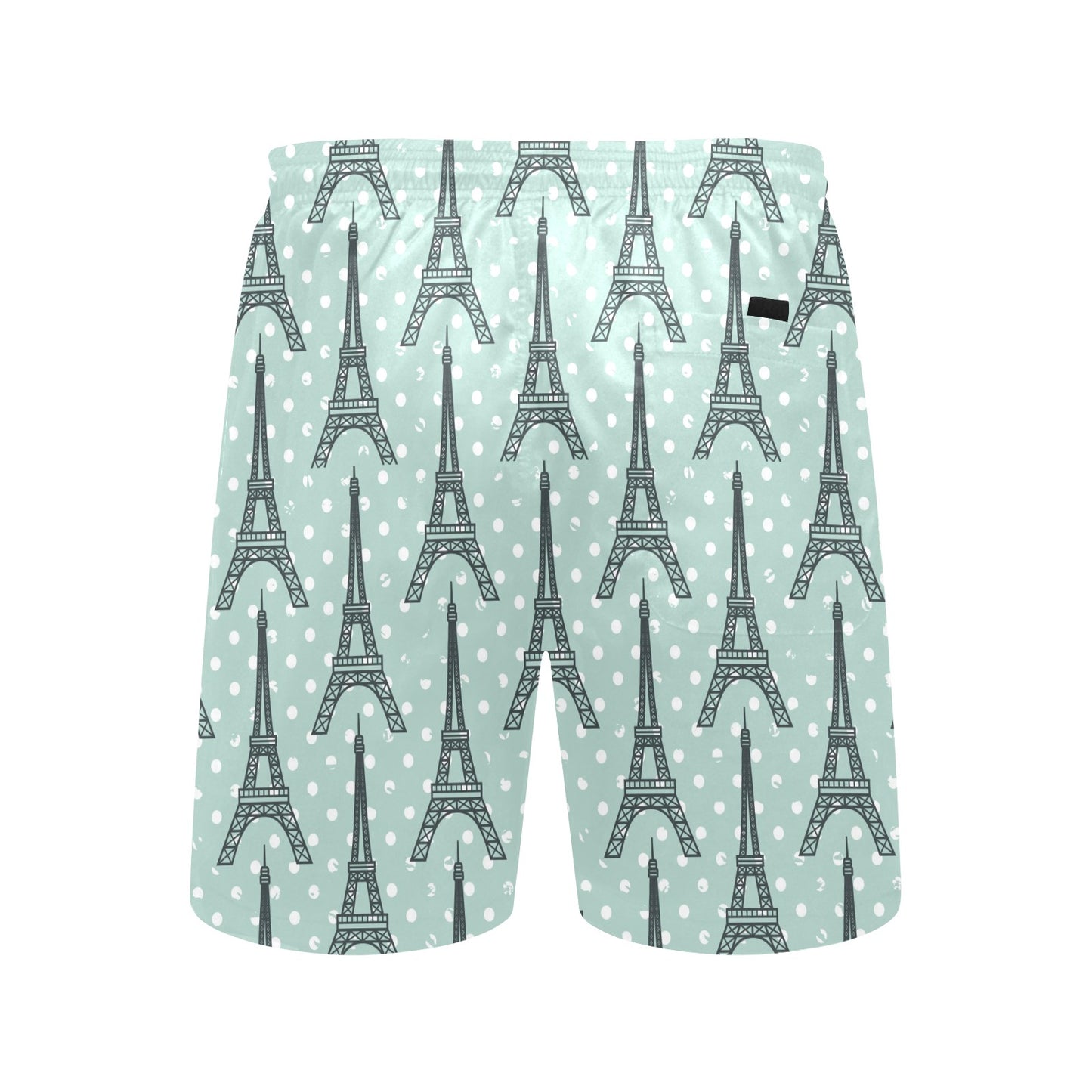 Eiffel Tower Polka Dot Print Men's Swim Trunks Beach Shorts
