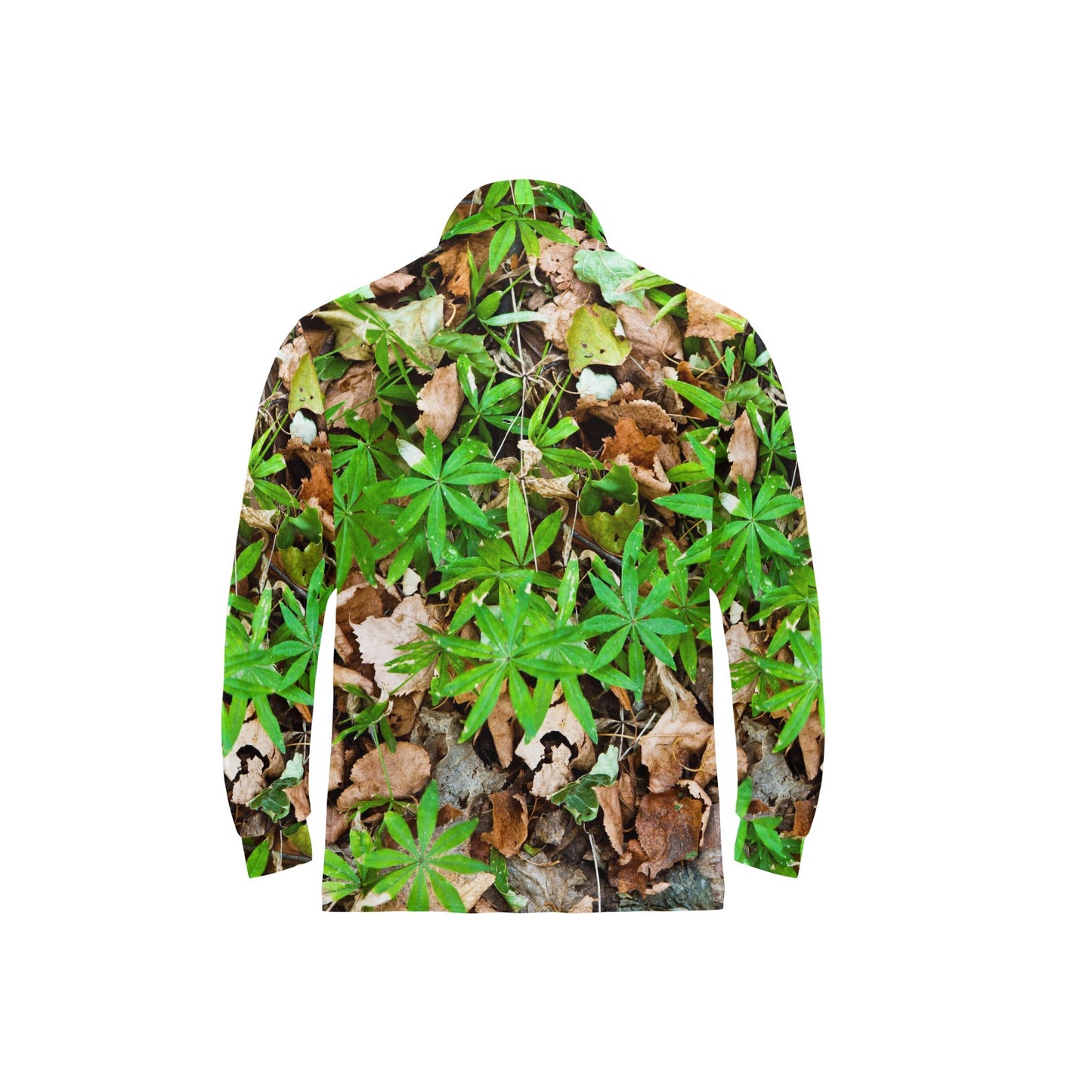 Camouflage Realistic Tree Fresh Print Long Sleeve Polo Shirt For Men's