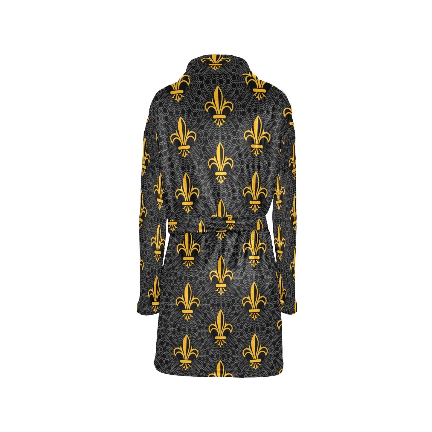 Fleur De Lis Gold Pattern Print Design 01 Women's Fleece Robe