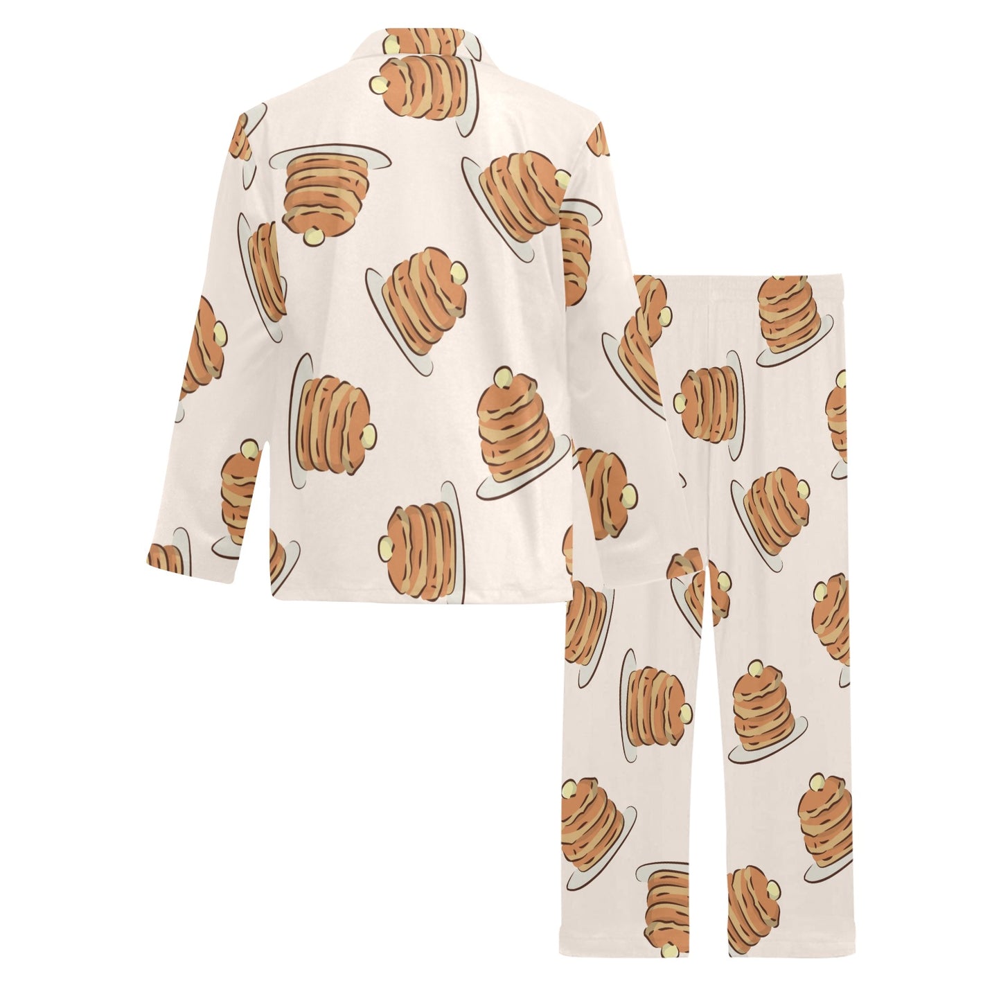 Pancake Pattern Print Design A01 Men's Long Pajama Set