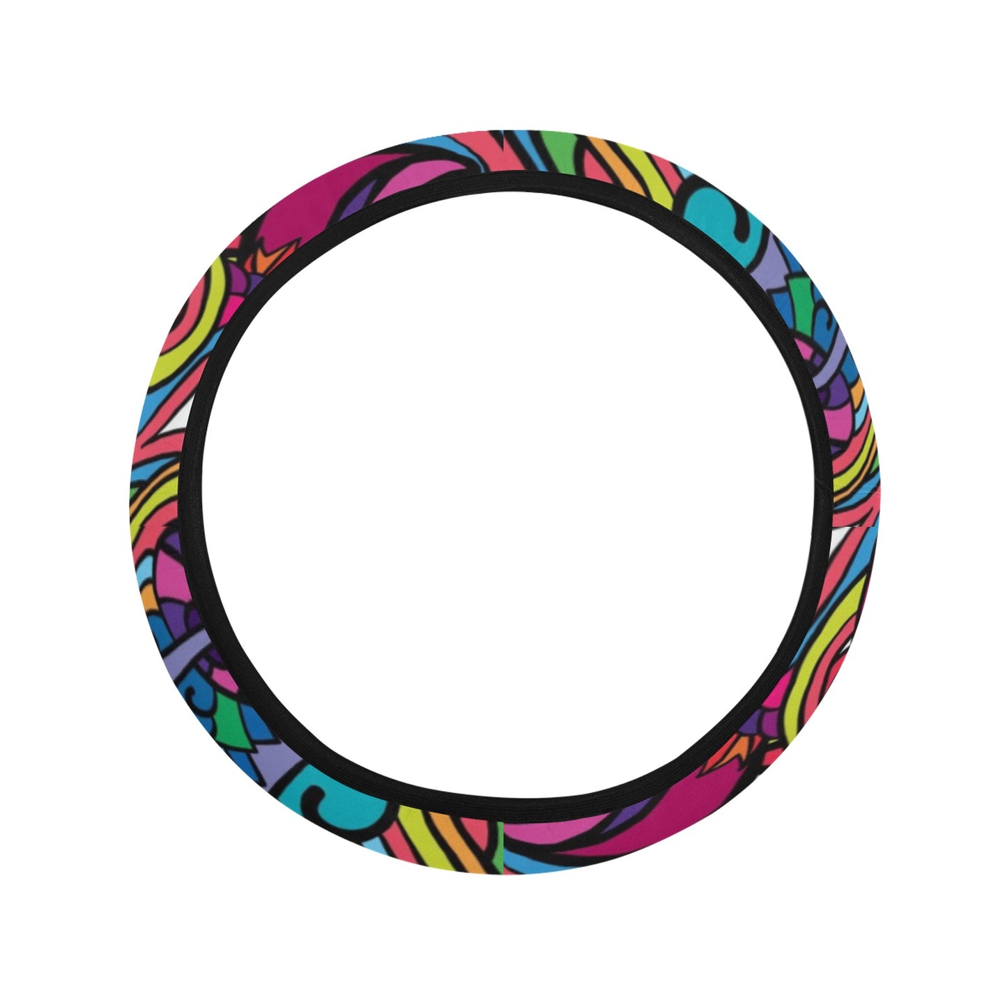 Trippy Print Design LKS302 Steering Wheel Cover with Elastic Edge