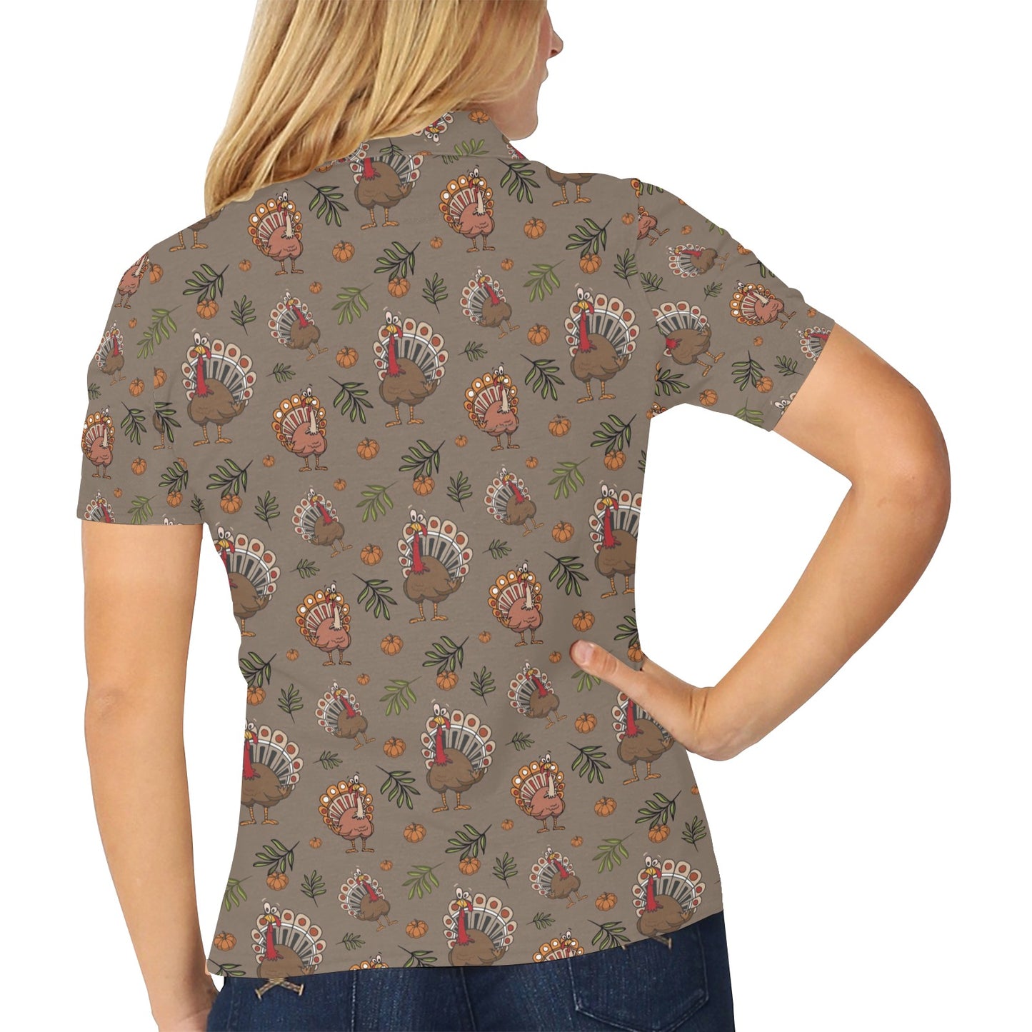 Thanksgiving Print Design LKS306 Women's Polo Shirt