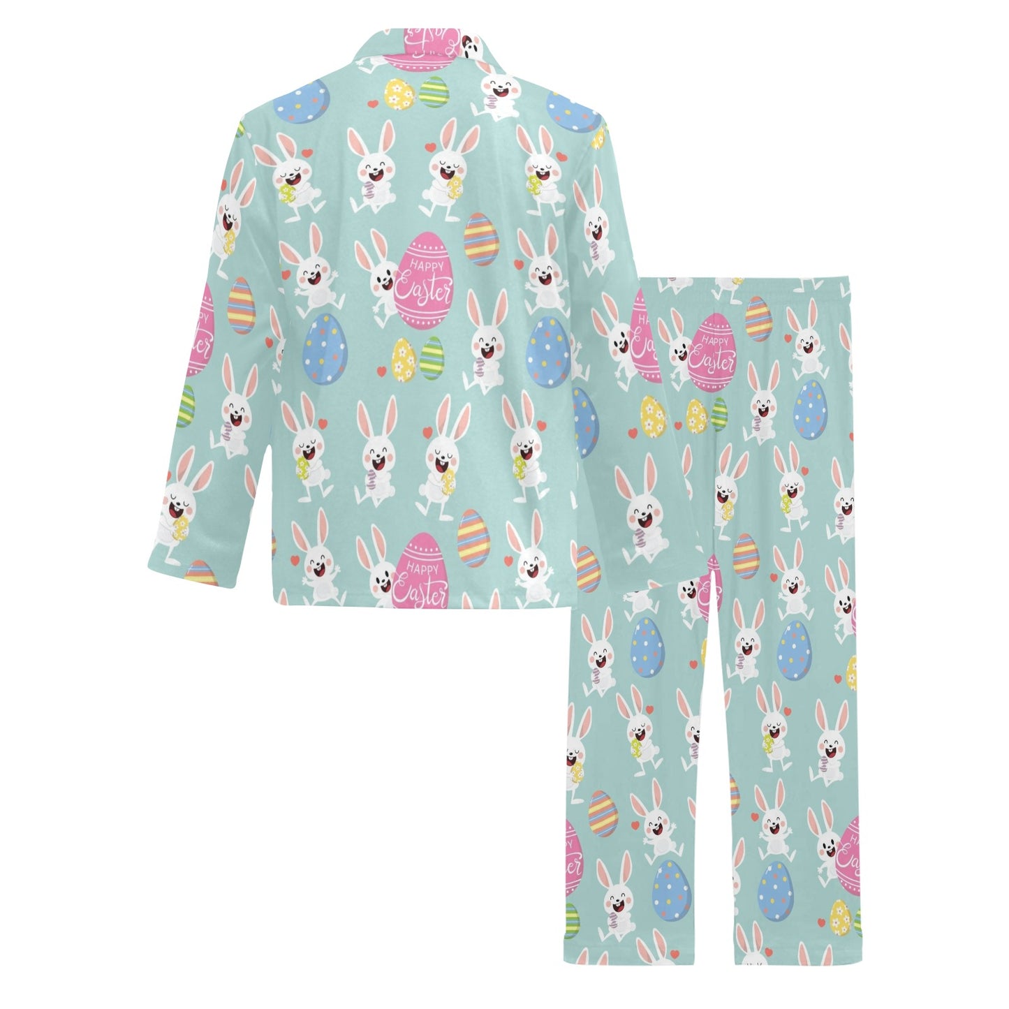 Easter Eggs Pattern Print Design RB014 Men's Long Pajama Set