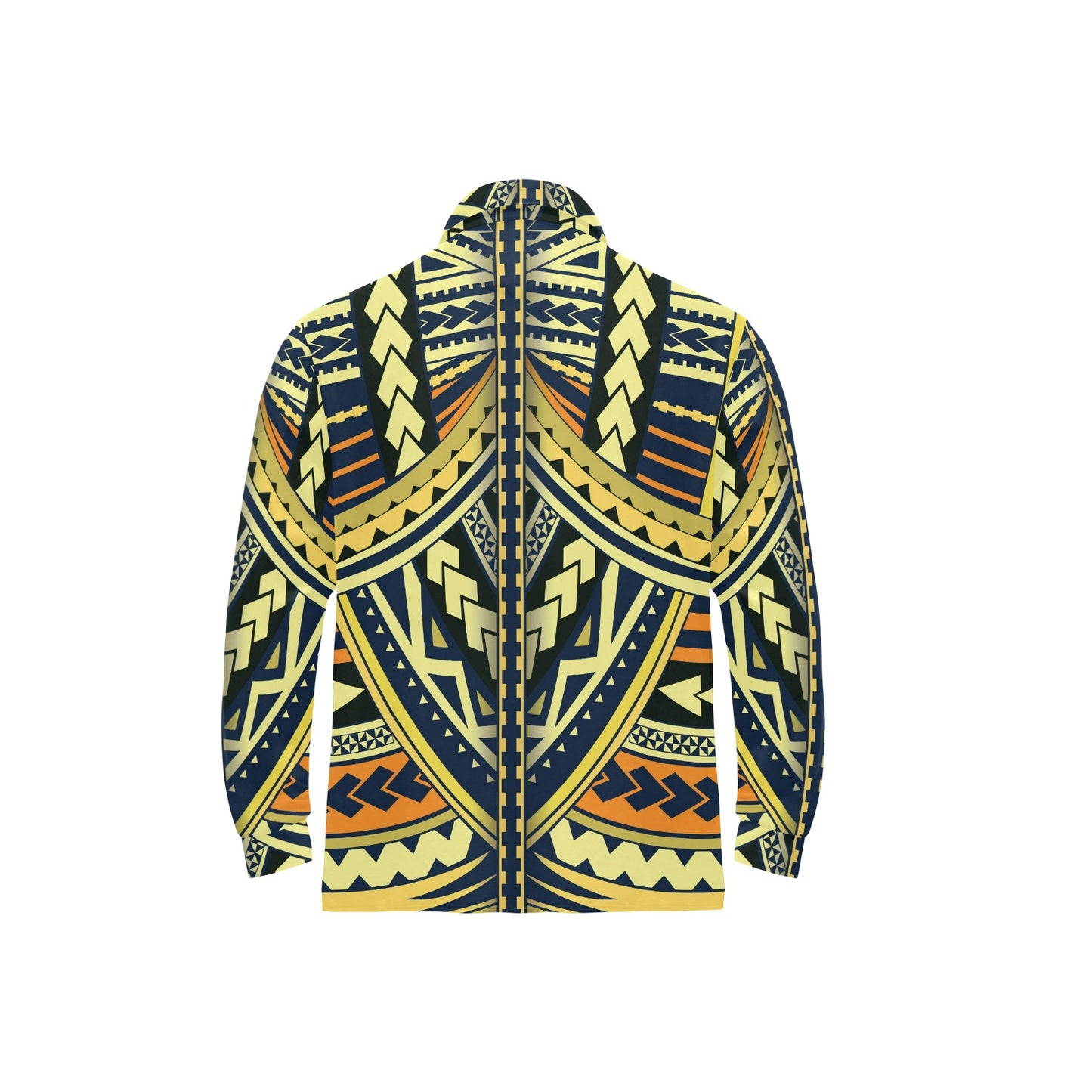Polynesian Tattoo Print Long Sleeve Polo Shirt For Men's