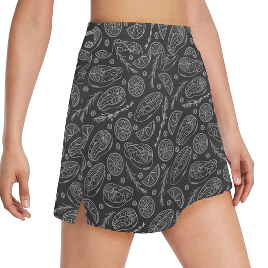 Steak Print Design LKS301 17" Golf & Pickleball Skort with Pockets