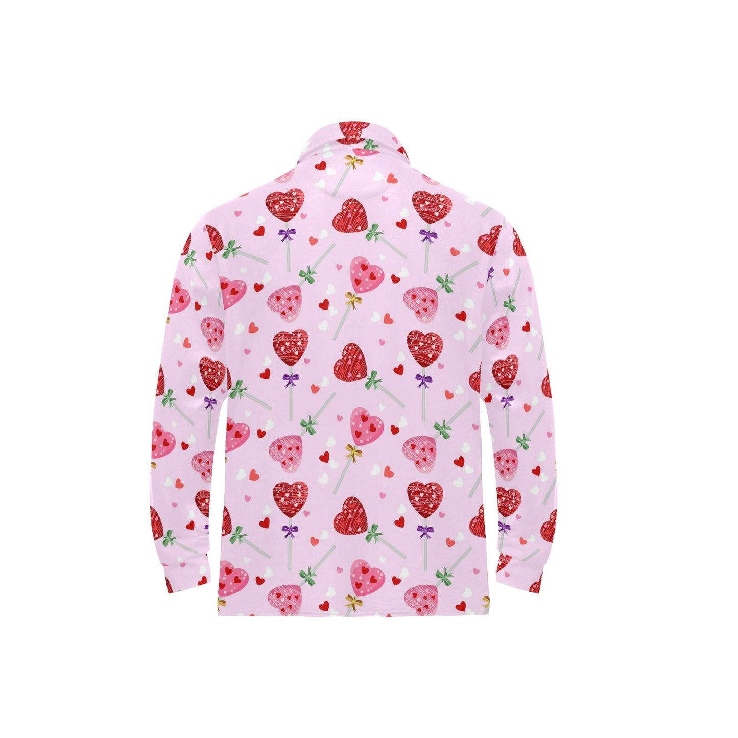Lollipop Pattern Print Design LL07 Long Sleeve Polo Shirt For Men's