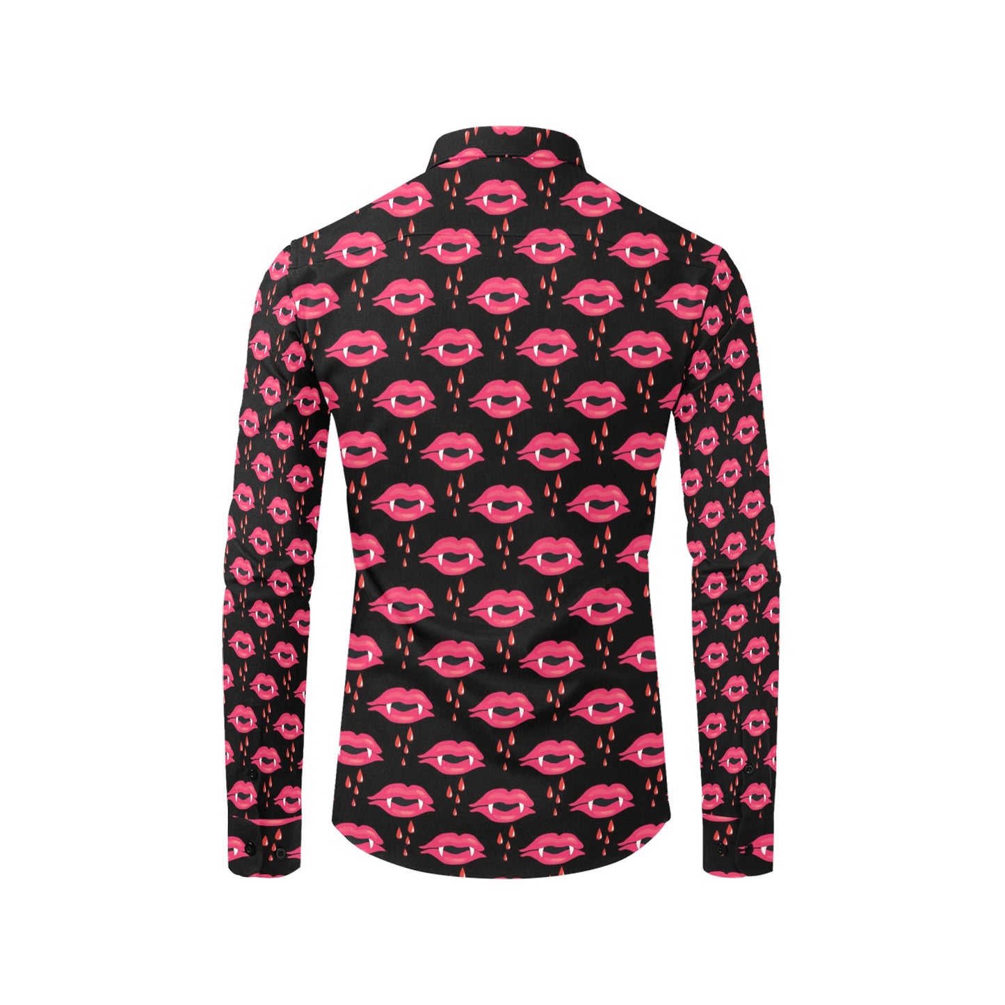 Vampire Lips Print Design LKS303 Men's Long Sleeve Dress Shirt