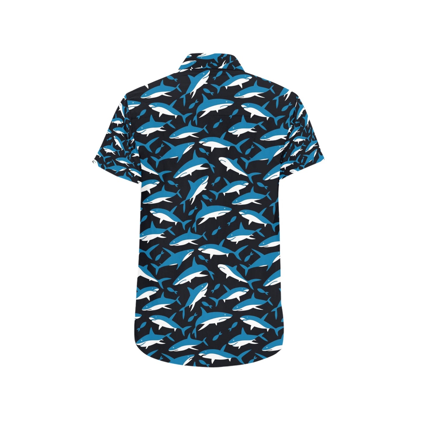 Shark Print Design LKS303 Men Short Sleeve Button Up Shirt