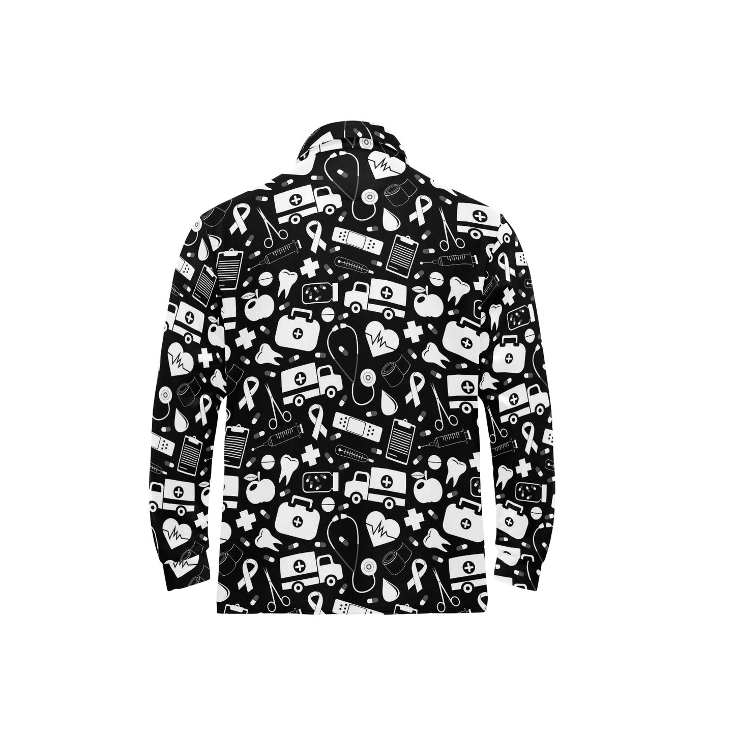 Medical Pattern Print Design 01 Long Sleeve Polo Shirt For Men's