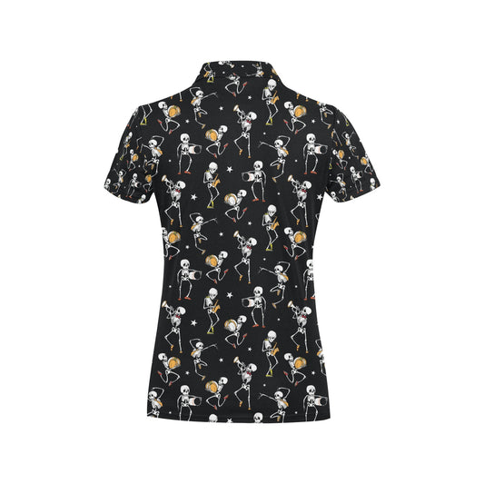Skeleton Dance Print Women's Polo Shirt