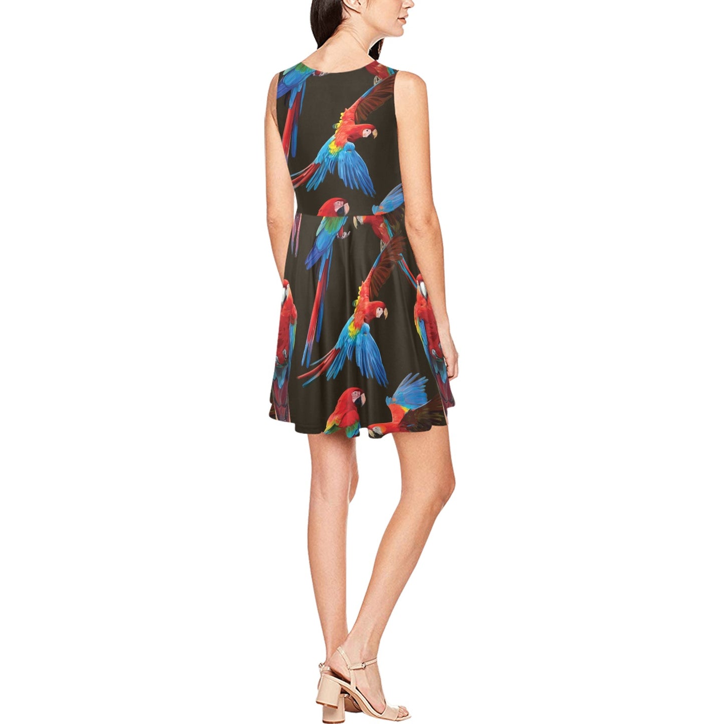 Macaw Pattern Print Design 04 Sleeveless Dress