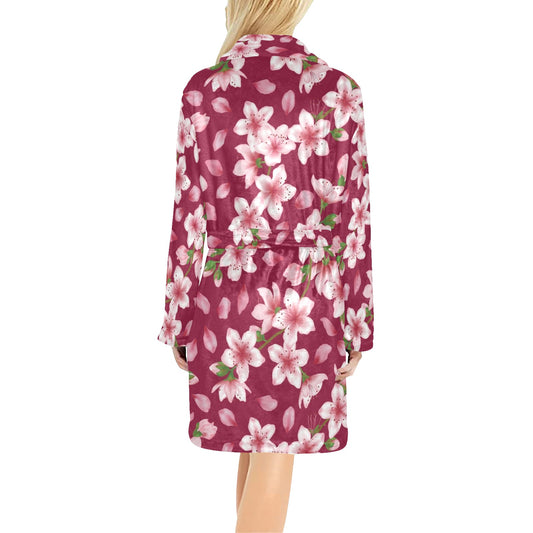 Cherry Blossom Pattern Print Design CB06 Women's Fleece Robe