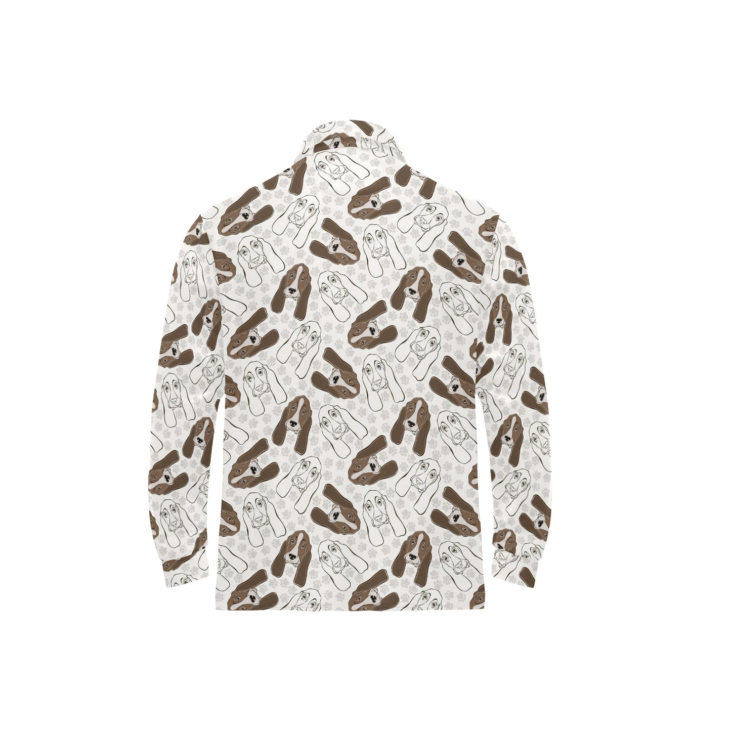 Basset Hound Pattern Print Design 01 Long Sleeve Polo Shirt For Men's