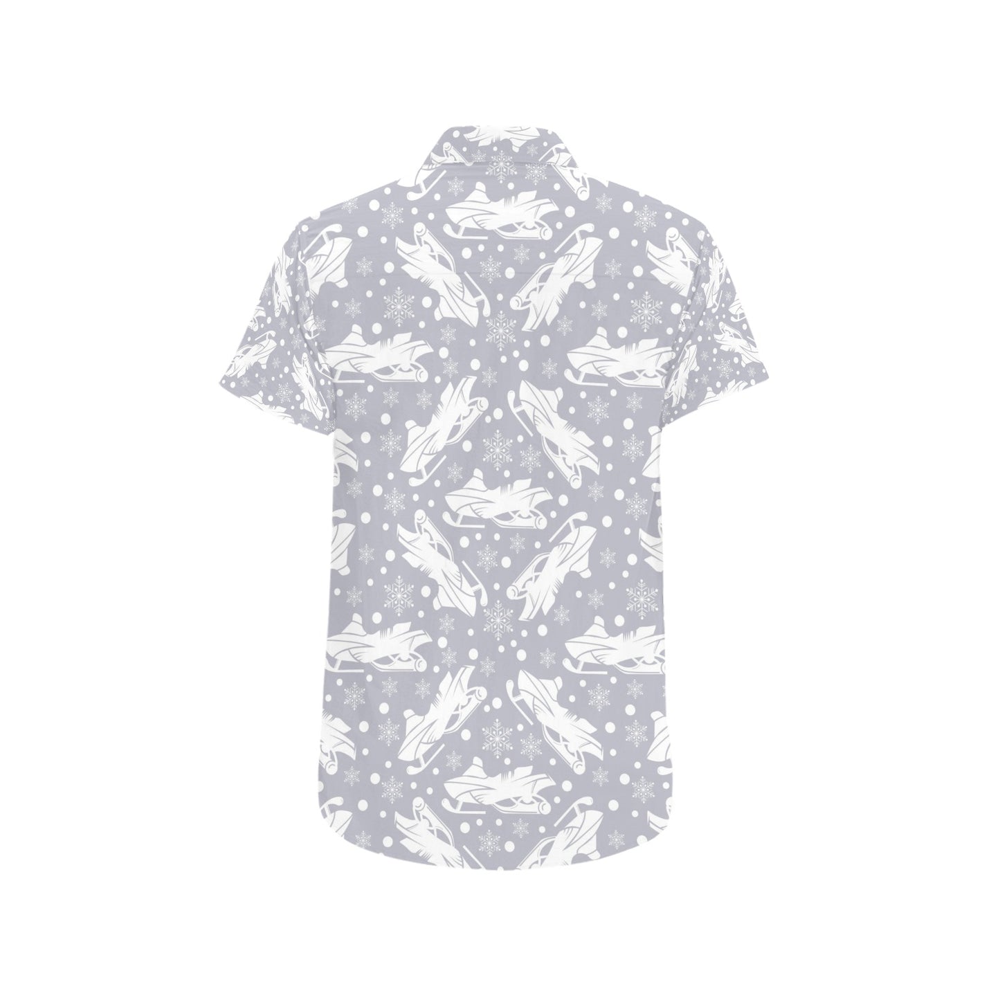 Snowmobile Print Design LKS302 Men Short Sleeve Button Up Shirt