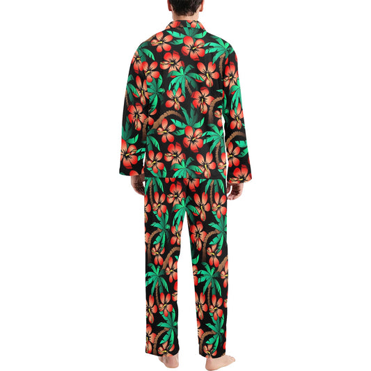 Hawaiian Themed Pattern Print Design H022 Men's Long Pajama Set