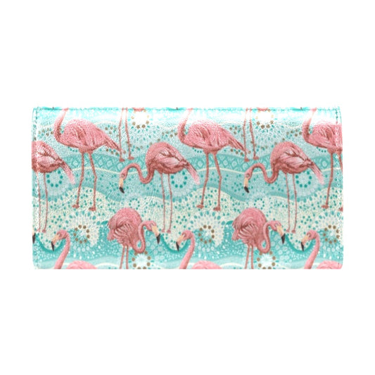 Flamingo Background Themed Print Women's Trifold Wallet