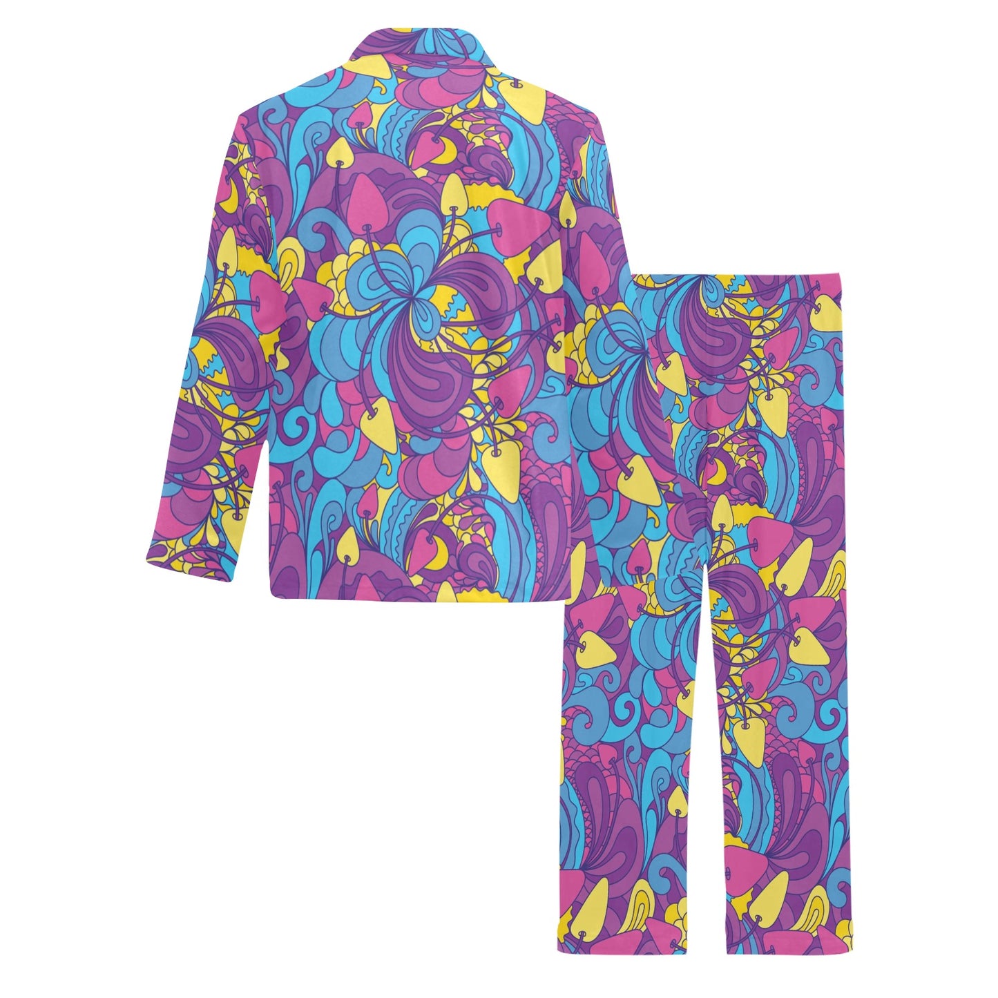 Psychedelic Mushroom Pattern Print Design A03 Men's Long Pajama Set