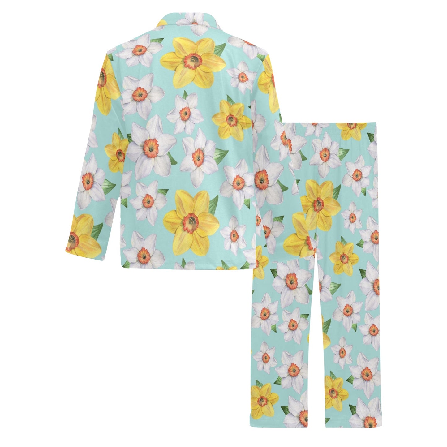 Daffodils Pattern Print Design DF07 Men's Long Pajama Set