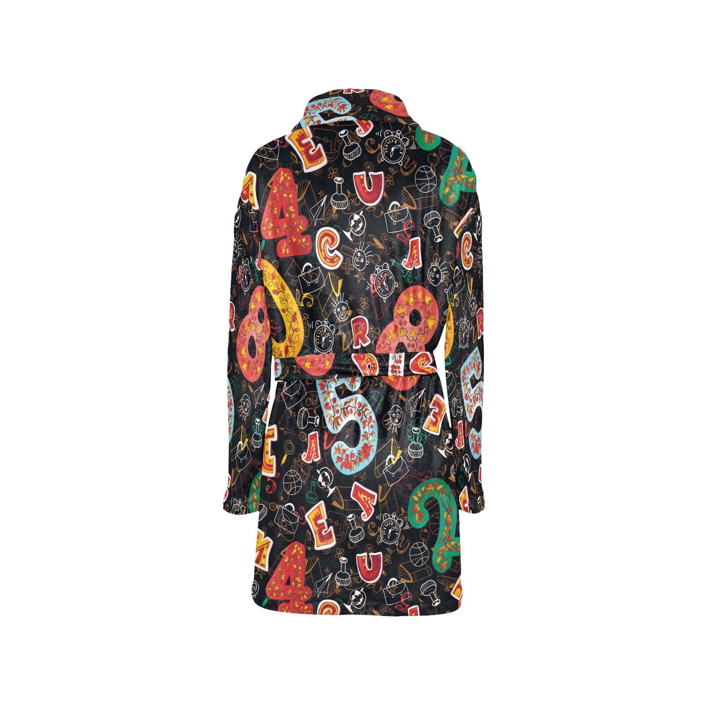 Number Pattern Print Design A03 Women's Fleece Robe