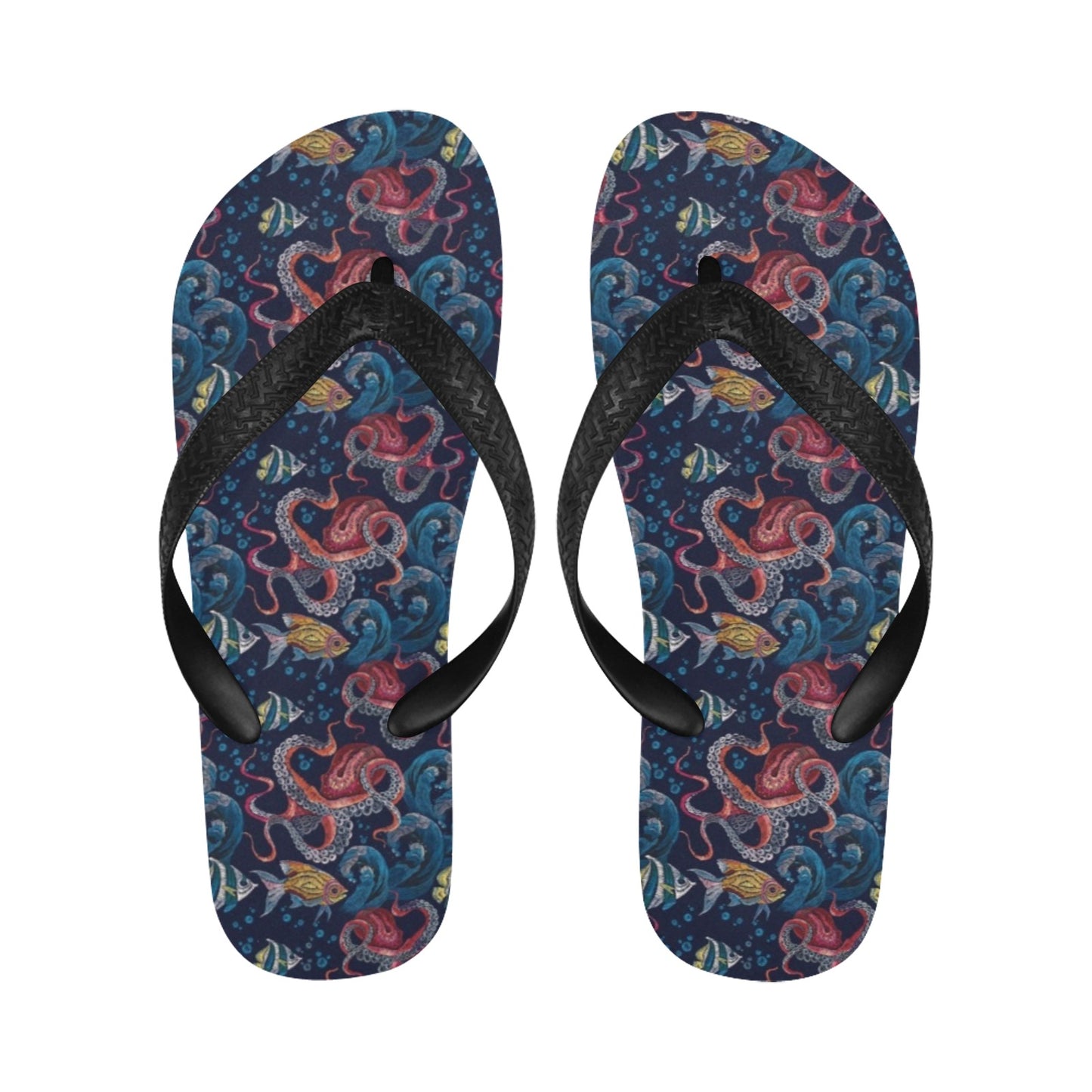 Underwater Giant Squid Print Design LKS302 Flip Flops