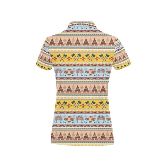 Native American Pattern Design Print Women's Polo Shirt