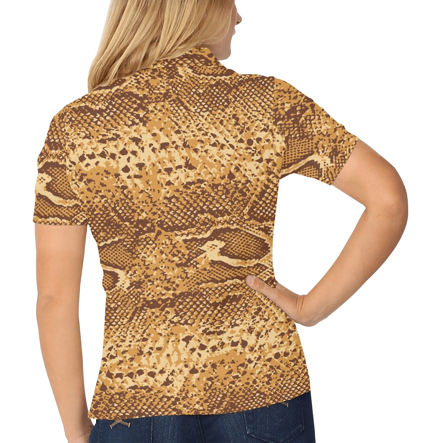 Python Brown Pattern Print Design A03 Women's Polo Shirt