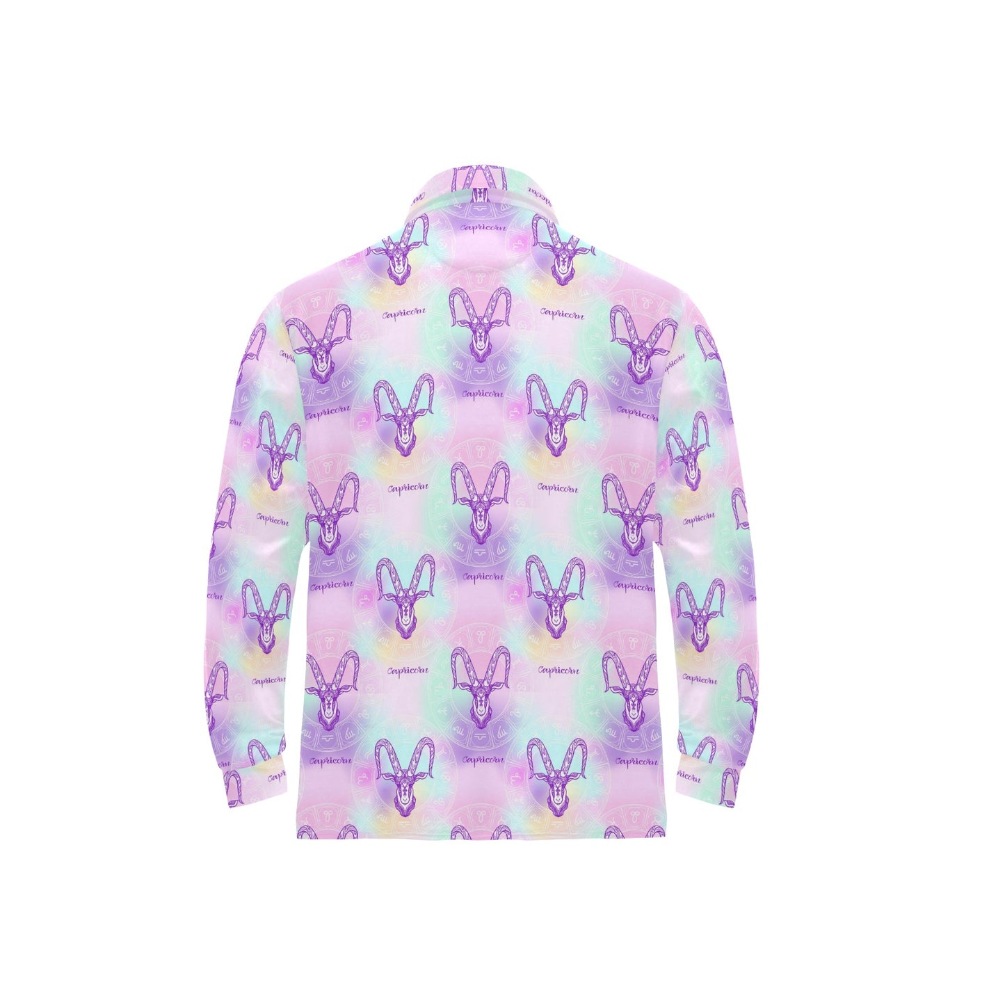 Capricorn Zodiac Pattern Print Design 02 Long Sleeve Polo Shirt For Men's