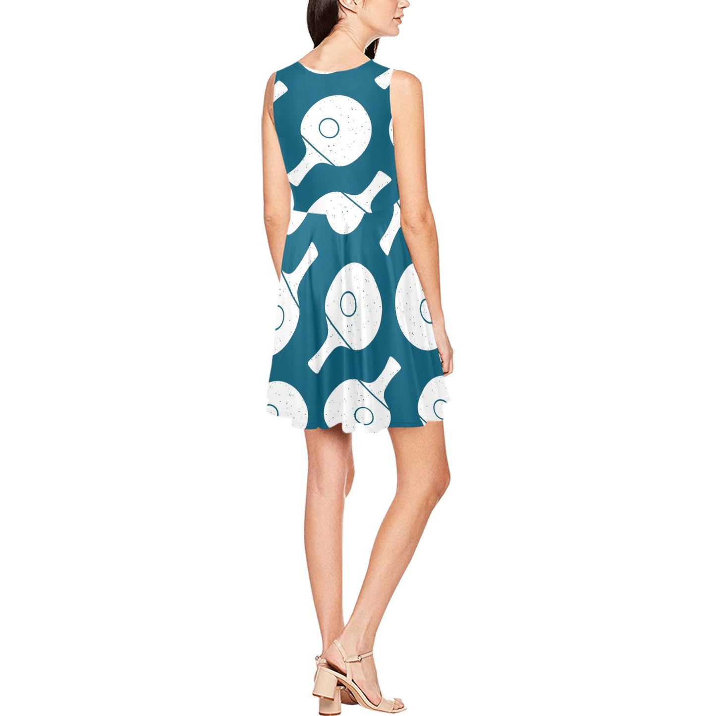 Ping Pong Pattern Print Design A02 Sleeveless Dress