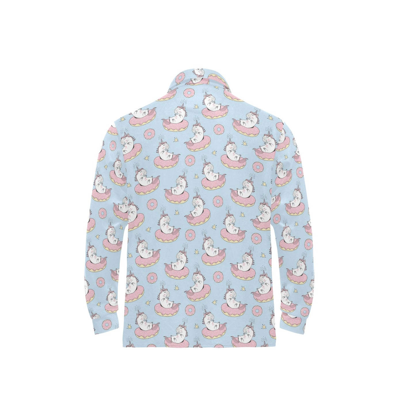 Unicorn Print Design LKS303 Long Sleeve Polo Shirt For Men's