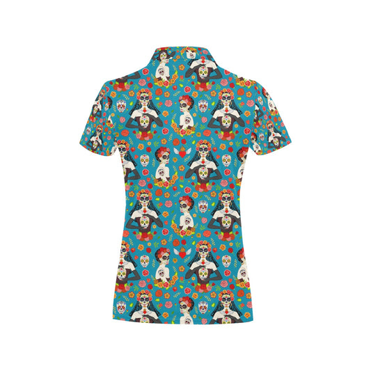 Day of the Dead Old School Girl Design Women's Polo Shirt