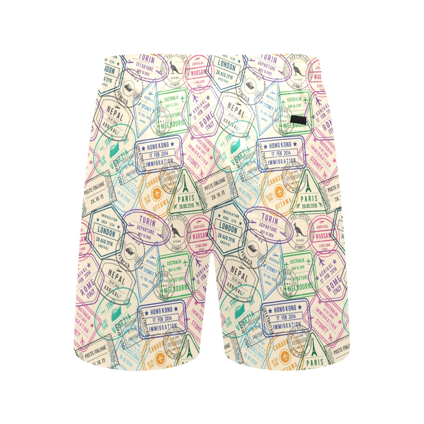 Travel Stamp Print Design LKS303 Men's Swim Trunks Beach Shorts