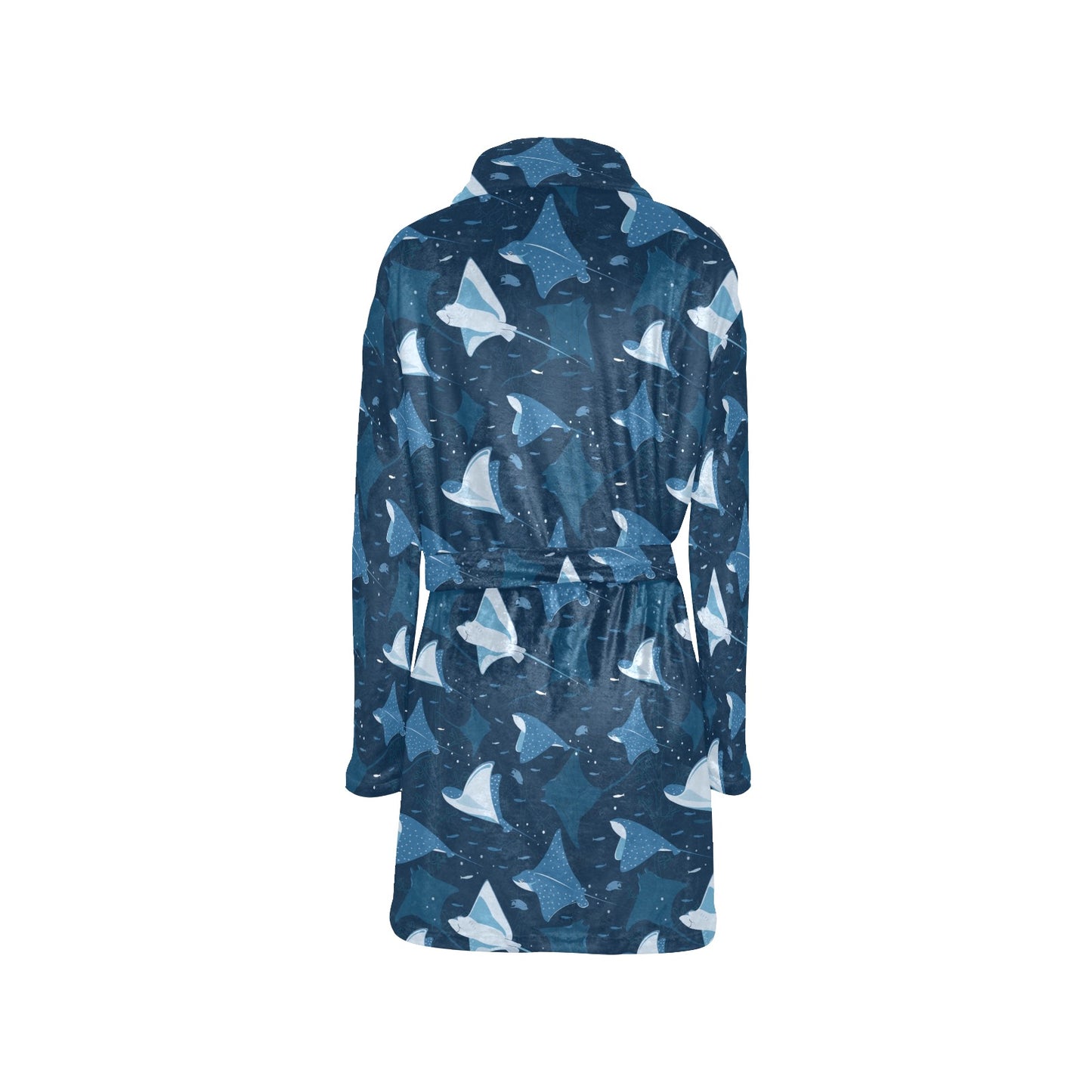 Manta Ray Pattern Print Design 02 Women's Fleece Robe