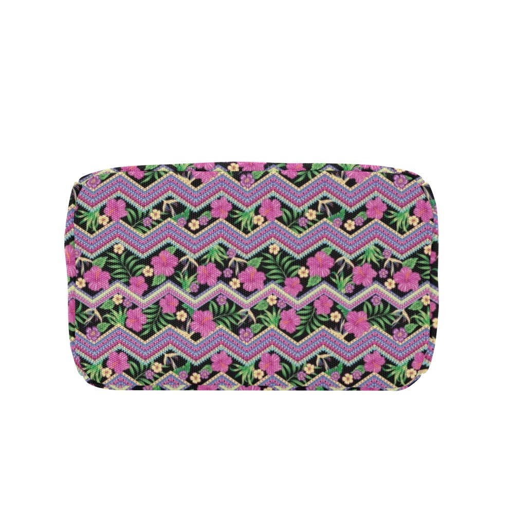 Hibiscus Pink Zigzag Line Pattern Design LKS307 Insulated Lunch Bag