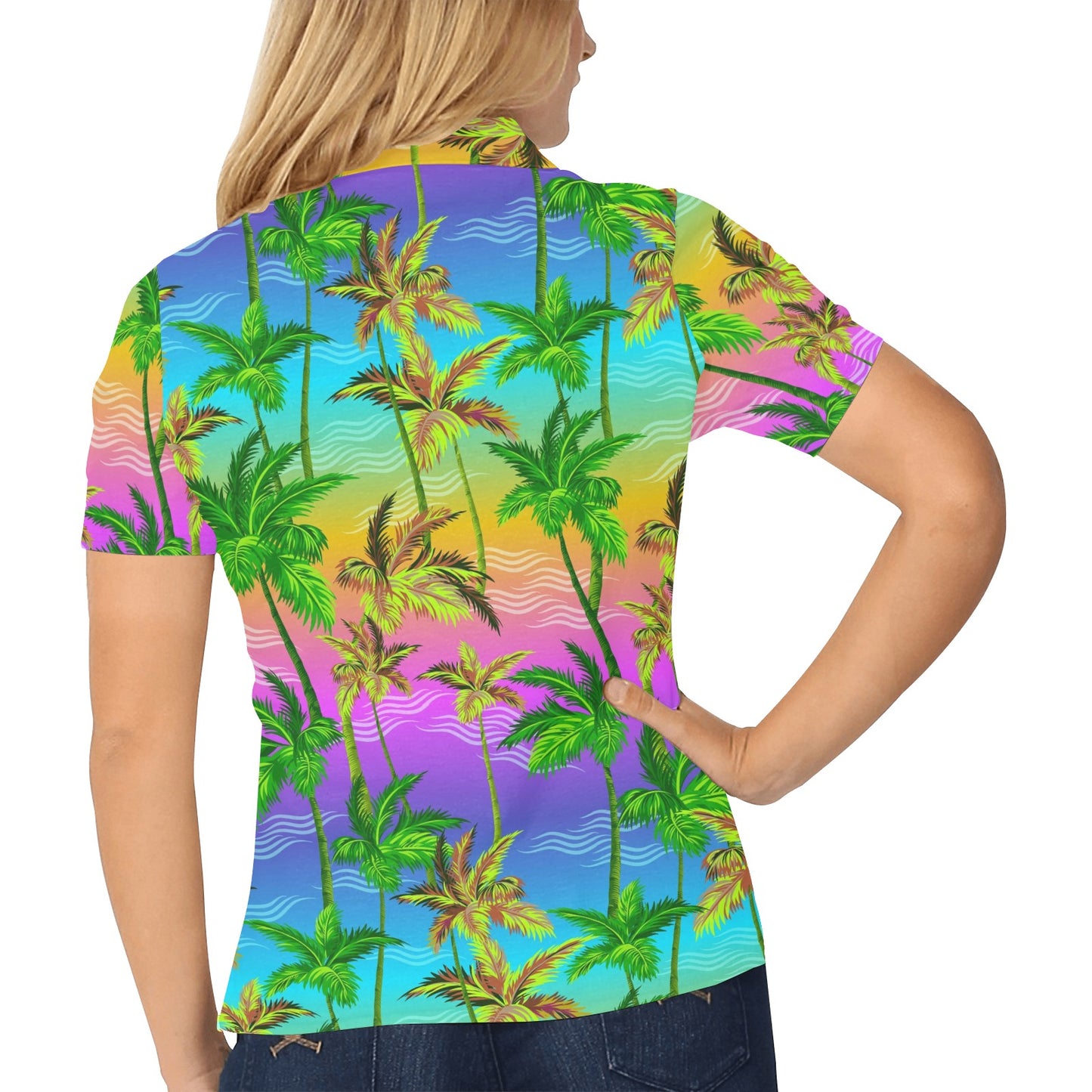 Palm Tree Pattern Women's Polo Shirt