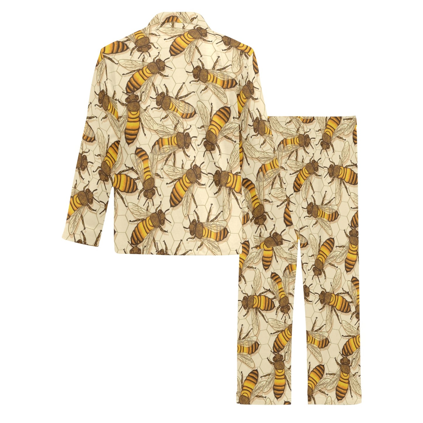 Bee Pattern Print Design BEE05 Men's Long Pajama Set