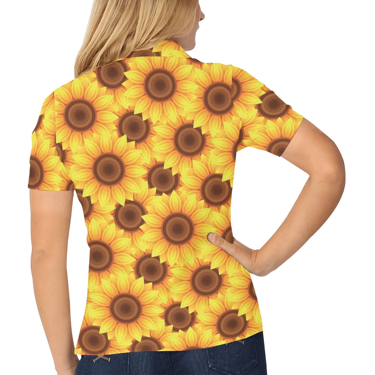 Sunflower Pattern Print Design SF07 Women's Polo Shirt