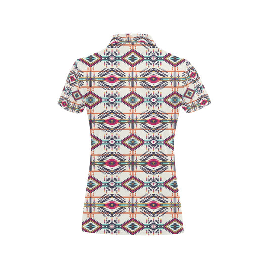Indian Navajo Art Themed Design Print Women's Polo Shirt