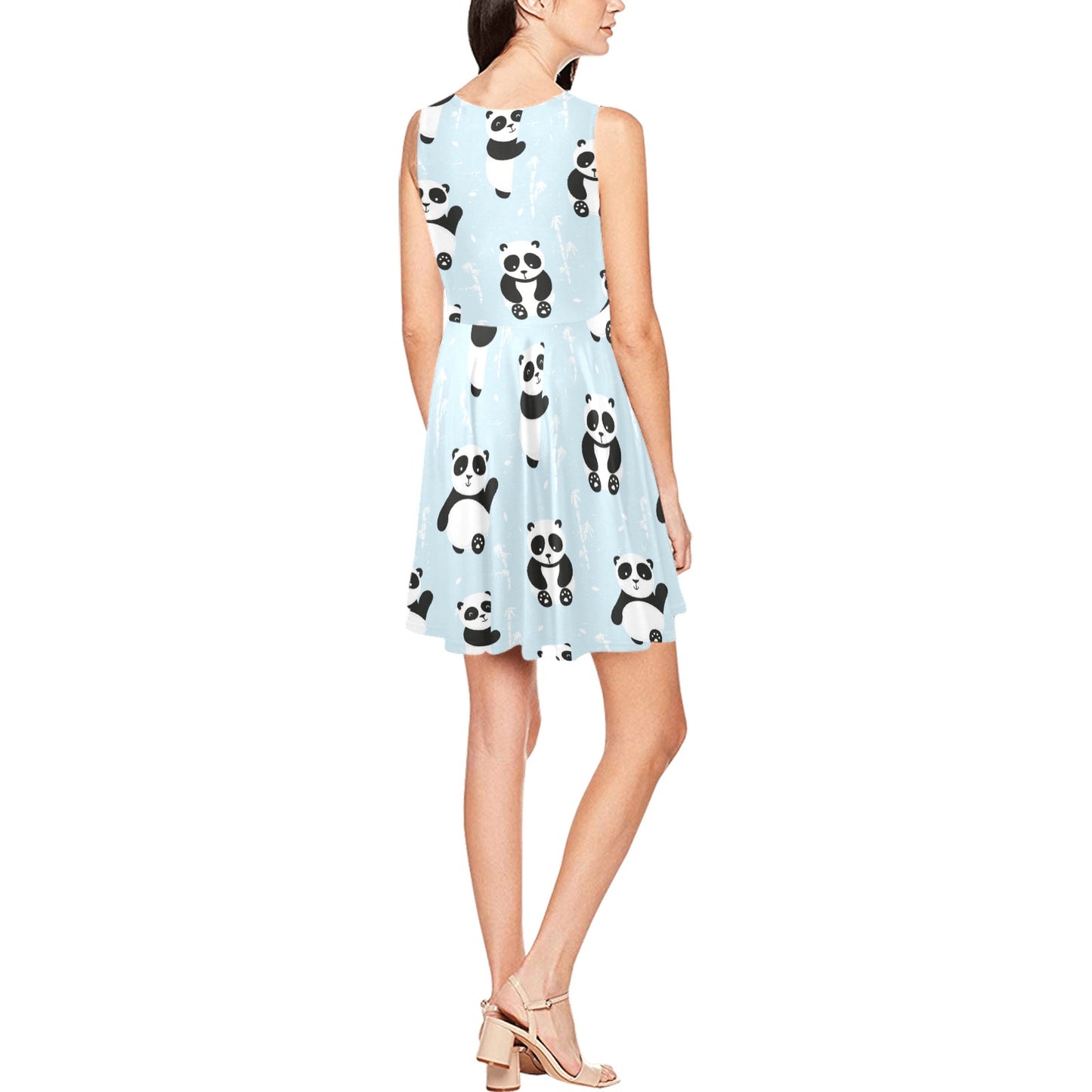Panda Pattern Print Design A01 Sleeveless Dress