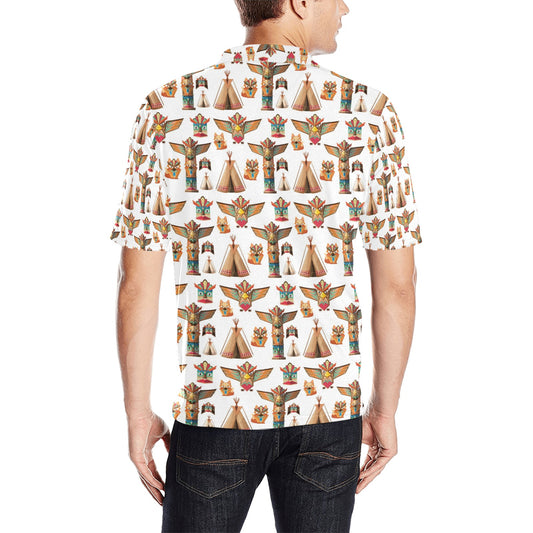 Totem Native Print Design LKS303 Men Polo Shirt