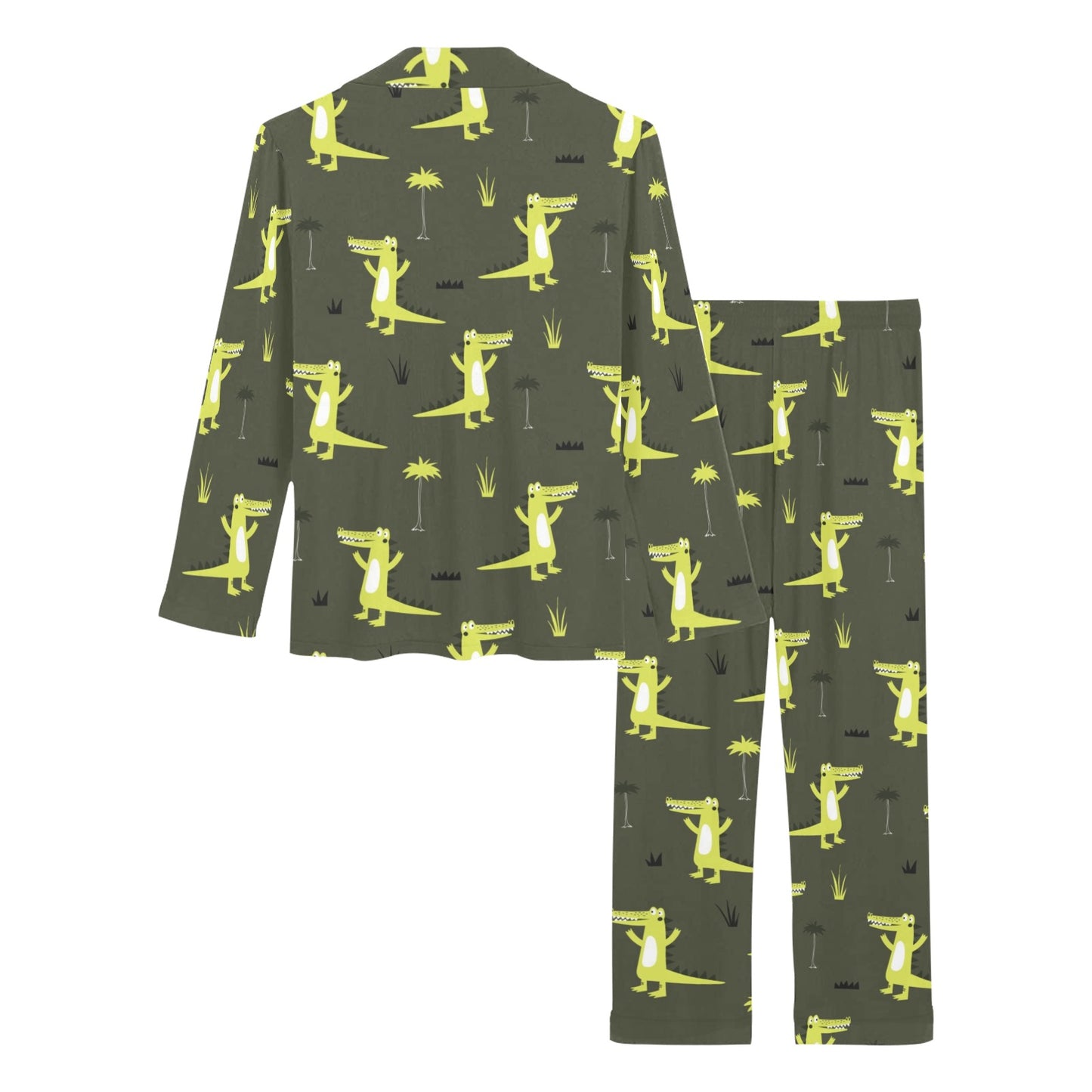 Alligator Pattern Print Design 05 Women's Long Pajama Set