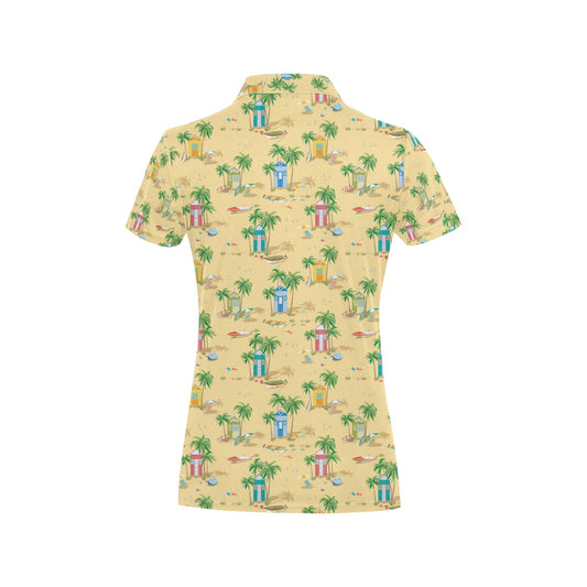 Beach Themed Pattern Print Design 01 Women's Polo Shirt
