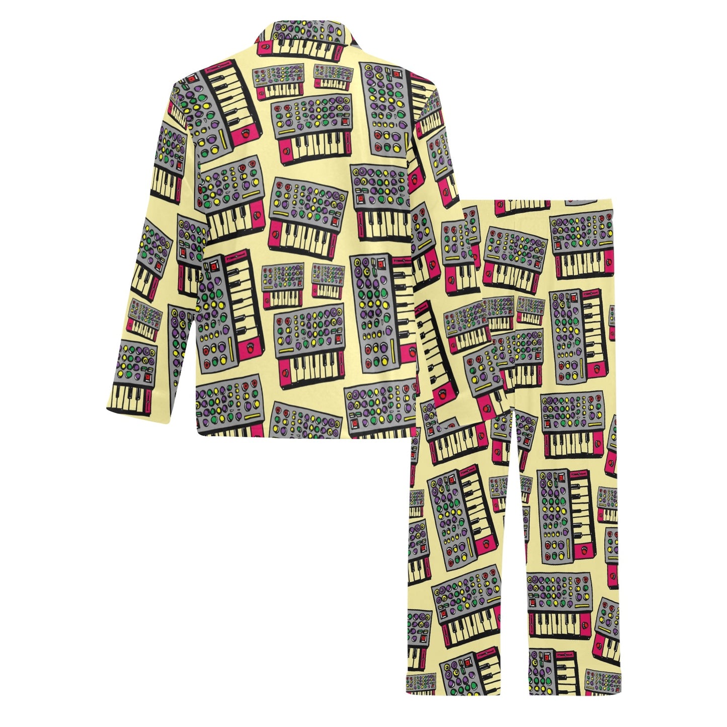 Synthesizer Pattern Print Design 01 Men's Long Pajama Set