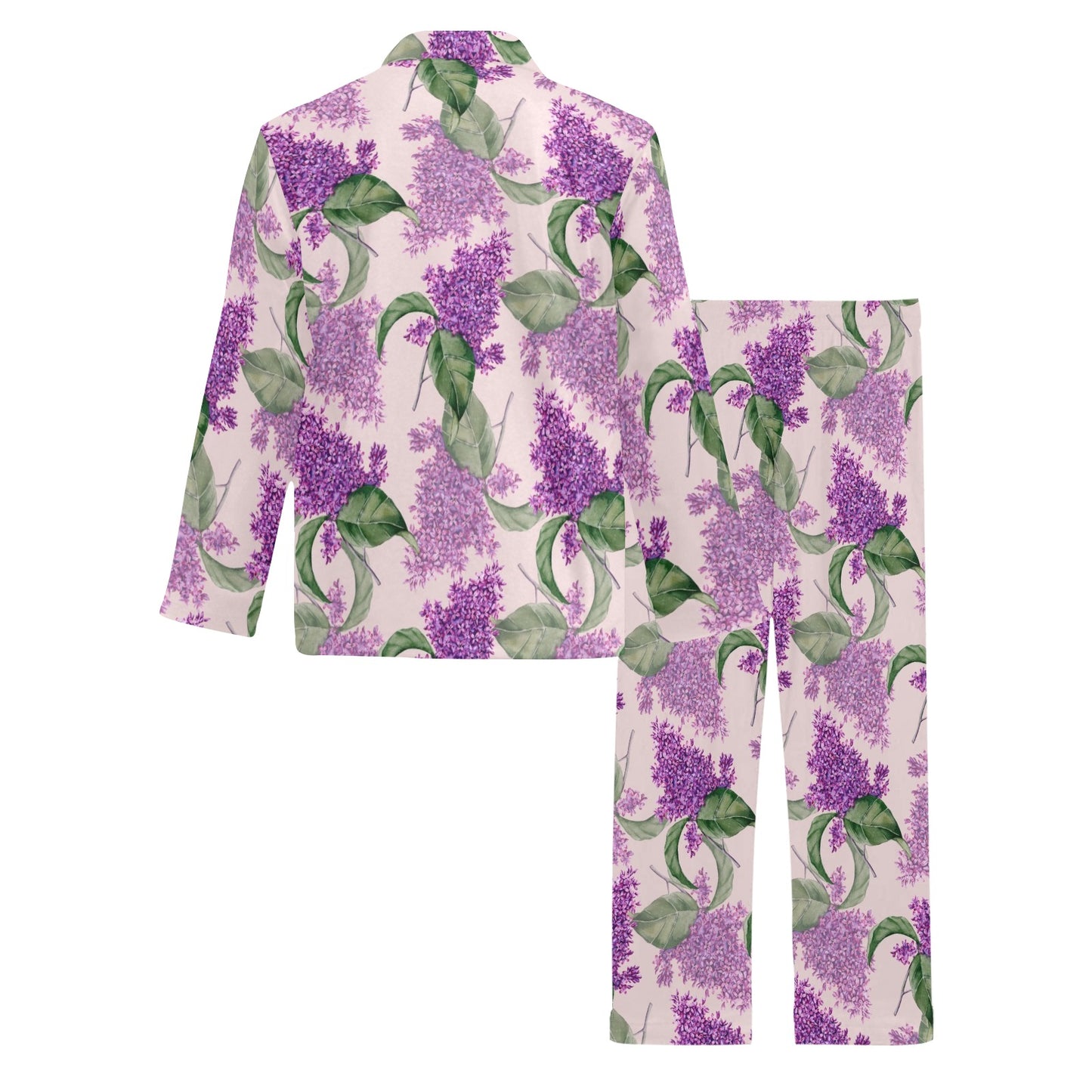 Lilac Pattern Print Design LI02 Men's Long Pajama Set